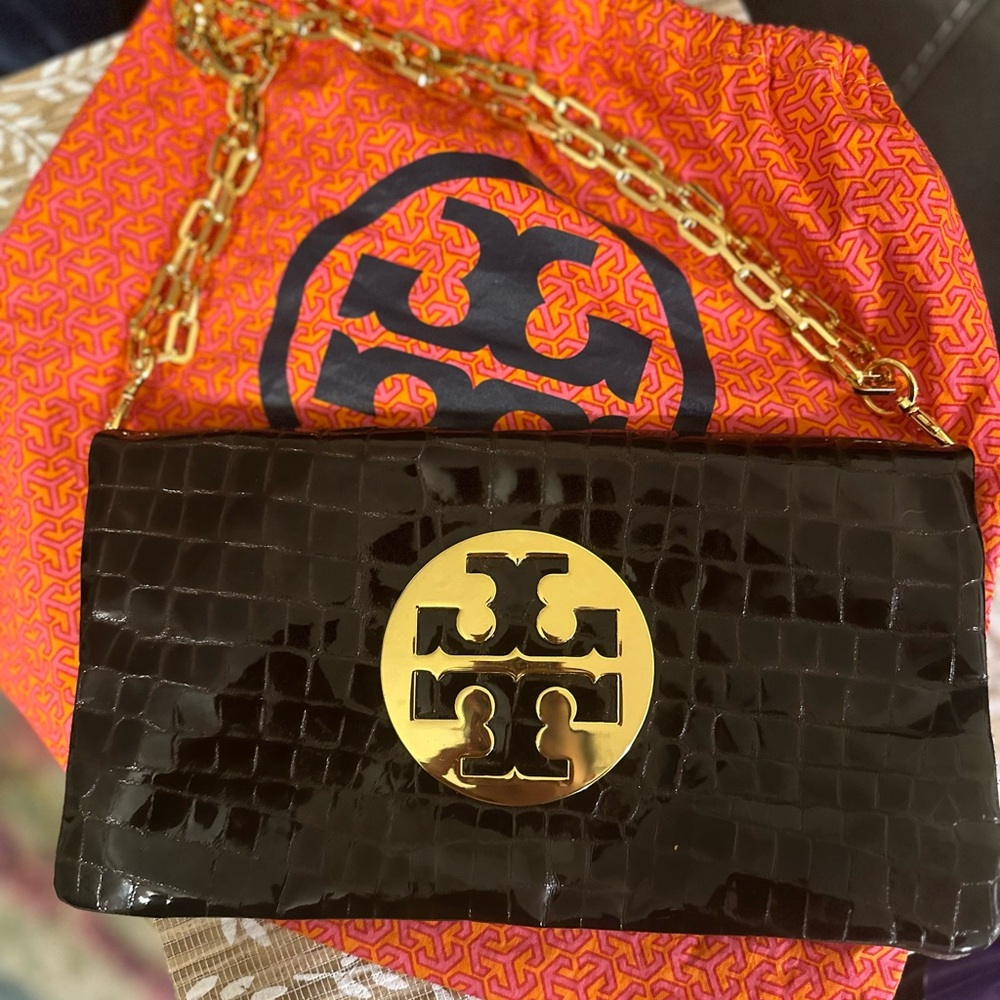 Tory Burch Reva Python Clutch